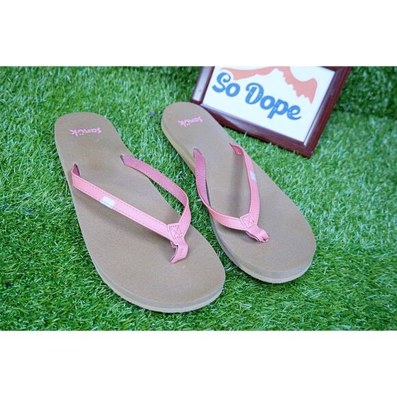 Sanuk Pink Flip Flops - Women's Size 10 - Picture 1 of 4